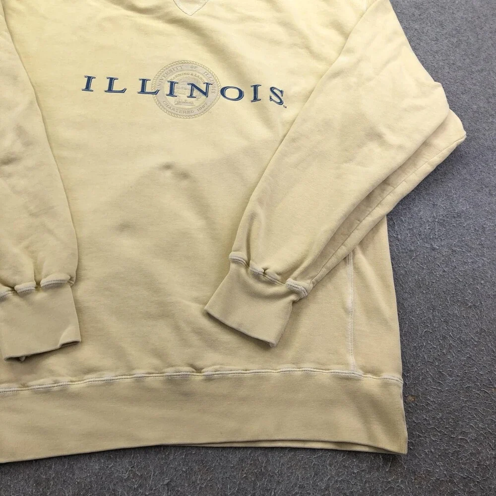 Vintage Illinois Fighting Illini Sweatshirt Mens Large Yellow JanSport Crewneck